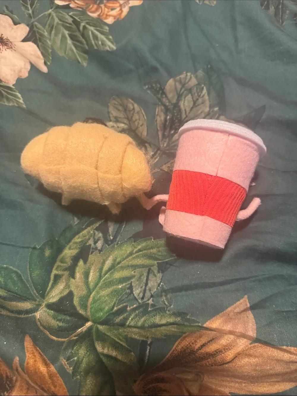 Target Plush Pink Coffee Cup and Yellow Croissant Duo valentine decor